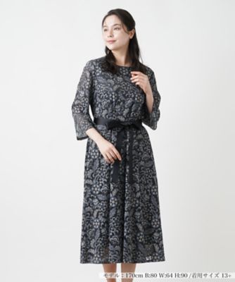 リボンベルトレースワンピース | Leilian plus house (Women/大きい  