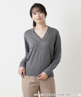 ＜Leilian (Women)＞トリムＶネックニット