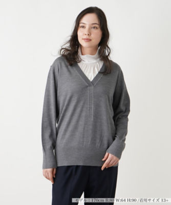 ＜Leilian plus house (Women/大きいサイズ)＞トリムＶネックニット