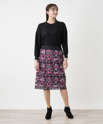鍵編みレース刺繍スカート【THE NEW】【Leilian 