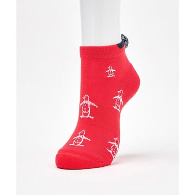 マンシングウェア　Ｍｕｎｓｉｎｇｗｅａｒ　アンクル丈　梵天付きペンギン飛び柄ソックス【返品不可商品】