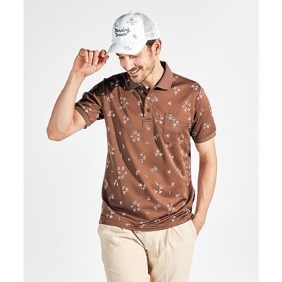 マンシングウェア　Ｍｕｎｓｉｎｇｗｅａｒ　サンスクリーンＮＩＲヨットモチーフ総柄プリント半袖ポロシャツ
