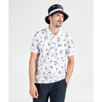 マンシングウェア　Ｍｕｎｓｉｎｇｗｅａｒ　サンスクリーンＮＩＲヨットモチーフ総柄プリント半袖ポロシャツ