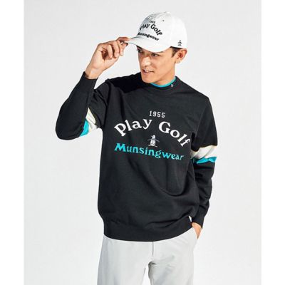 マンシングウェア　Ｍｕｎｓｉｎｇｗｅａｒ　ロゴ柄インターシャ　クルーネックセーター