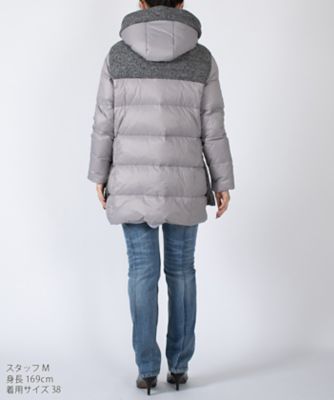 ラ　ジョコンダ　ＬＡ　ＪＯＣＯＮＤＥ　異素材コンビ　フーデッドダウンコート