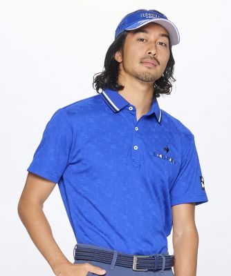 ルコックスポルティフ　ゴルフ　ｌｅ　ｃｏｑ　ｓｐｏｒｔｉｆ　ｇｏｌｆ　カラーブロックグラフィックジャガード半袖ポロシャツ