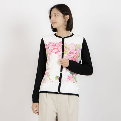 MADAM JOCONDE (Women)/マダム　ジョコンダ マダム　ジョコンダ　ＭＡＤＡＭ　ＪＯＣＯＮＤＥ　【花柄パネルプリント】ニットカーディガン