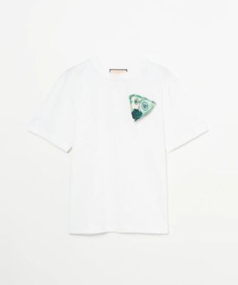 PLAN C (Women)/プランシー 日本限定　アーカイブファブリックのピン付Ｔシャツ（ＧＲＥＥＮ　ＦＬＯＲＡＬ）