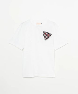 PLAN C (Women)/プランシー 日本限定　アーカイブファブリックのピン付Ｔシャツ（ＢＬＡＣＫ　ＷＨＩＴＥ　ＣＨＥＣＫ）