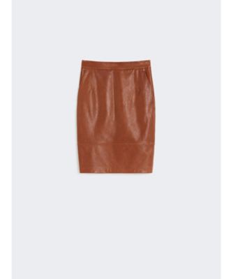 【送料無料】Weekend Max Mara (Women) /ウィークエンド マックスマーラ パパイレ ナッパレザースカート 5406015606 TOBACCO ひざ丈スカート【三越伊勢丹/公式】