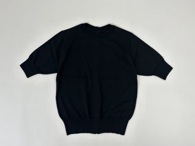 R&D.M.Co- バックボタン半袖ニッ 半袖ニットプルオーバー COTTON BACK BUTTON