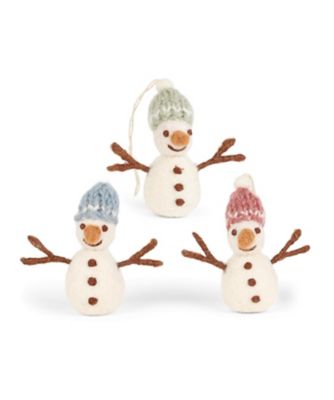 ＜Gry & Sif＞【クリスマスおまとめ】オーナメント　ミニスノーマン３個セット　ニット帽　パステル