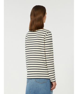 マックスマーラ MAX MARA ストライプ 2359460339 長袖 アパレル トップス  ロングＴシャツ コットン ブラック 新品同様 MAX MARA マックスマーラ ロングTシャツ ストライプ 2359460339
