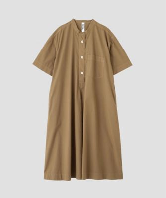 マーガレットハウエル　上質シルクコットン　ロングフレアワンピース 美シルエット ワンピース GARMENT DYED COTTON POPLIN