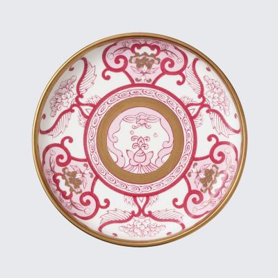 arita Porcelain LAB 銘々皿 φ135×h25mm 古伊万里草花紋 ワインレッド 有田焼