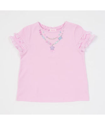 ＜mezzo piano (Baby&Kids)＞キャンディネックレス刺しゅう　半袖Ｔシャツ