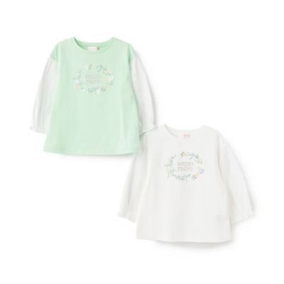 フラワーリース　７分袖Ｔシャツ　６０５１２０１