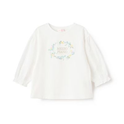 フラワーリース　７分袖Ｔシャツ　６０５１２０１