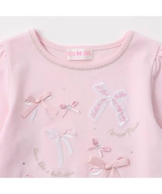 リボンイッパイ裾スカラップ長袖Ｔシャツ　６０５１２０５