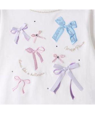 リボンイッパイ裾スカラップ長袖Ｔシャツ　６０５１２０５