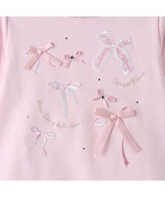 リボンイッパイ裾スカラップ長袖Ｔシャツ　６０５１２０５