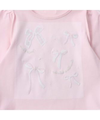 リボンイッパイ裾スカラップ長袖Ｔシャツ　６０５１２０５