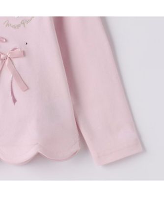 リボンイッパイ裾スカラップ長袖Ｔシャツ　６０５１２０５