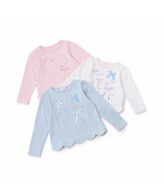 リボンイッパイ裾スカラップ長袖Ｔシャツ　６０５１２０５