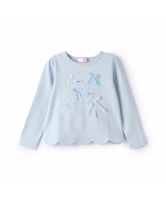 リボンイッパイ裾スカラップ長袖Ｔシャツ　６０５１２０５