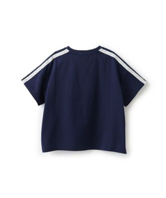 レースロゴアップリケ　袖ラインＴシャツ　６０５１２１５