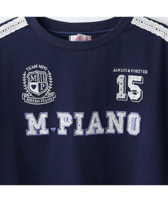 レースロゴアップリケ　袖ラインＴシャツ　６０５１２１５