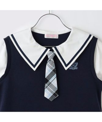 セーラーカラー　チェックプリーツ　ドッキングワンピース　６０５１３１５