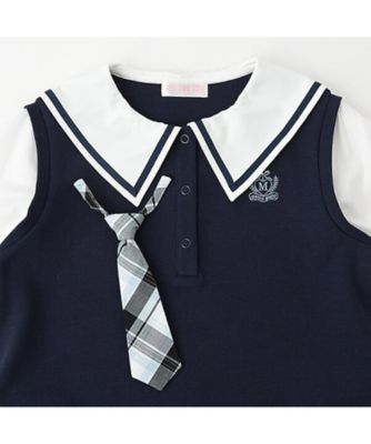 セーラーカラー　チェックプリーツ　ドッキングワンピース　６０５１３１５