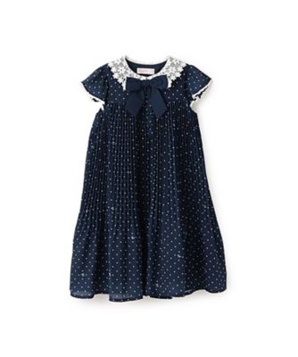 mezzo piano (Baby&Kids)/メゾ ピアノ レース襟　ドットプリーツワンピース　６０５２３０３