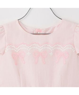 オーガンジーリボン刺しゅうドレス　６０５２３２１