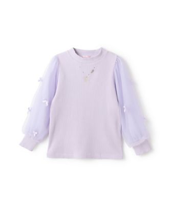 mezzo piano (Baby & Kids)/メゾ ピアノ ネックレス刺しゅう 袖チュール テレコ長袖Tシャツ 6053219 ラベンダー トップス【三越伊勢丹/公式】