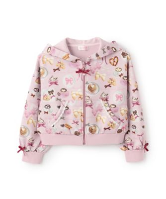 ＜mezzo piano (Baby&Kids)＞カフェ柄ＺＩＰパーカ　６０５３２２２