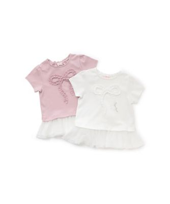 フリルリボン　ペプラム半袖Ｔシャツ　６０５３２２８