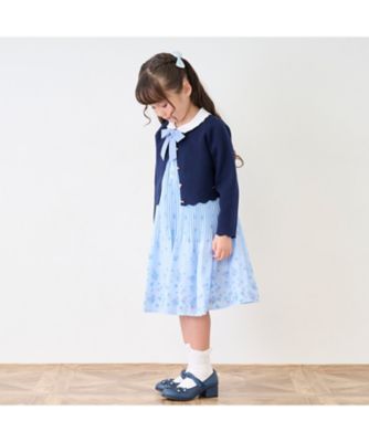 【美品】♡メゾピアノmezzo piano♡みみぽぽフリースワンピース 130 mezzo piano メゾピアノ 星刺しゅうワンピース シアー切替