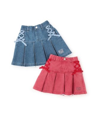 レースアップリボン タックプリーツスカート 6061101 | mezzo