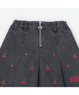 ちび刺しゅうフロントZIP タックキュロットスカート 6061104