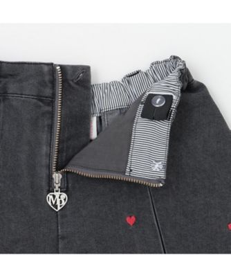 ちび刺しゅうフロントZIP タックキュロットスカート 6061104