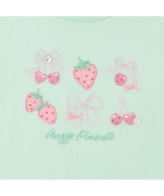 イチゴチェリーアップリケ 長袖Tシャツ 6061201 | mezzo piano