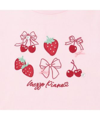 イチゴチェリーアップリケ 長袖Tシャツ 6061201 | mezzo piano