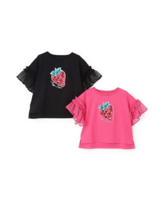 Bigイチゴ袖フリル 半袖Tシャツ 6061202 | mezzo piano