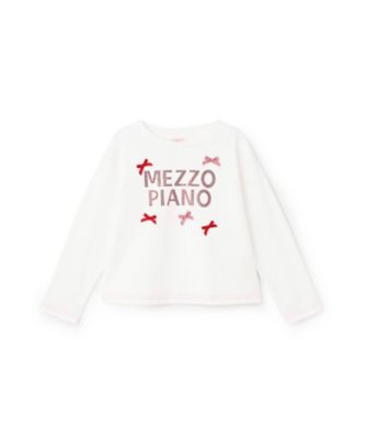 ＜mezzo piano (Baby&Kids)＞ラインストーンロゴ　長袖Ｔシャツ　６０６１２０５