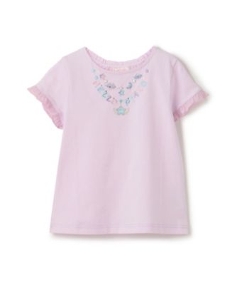 ＜mezzo piano (Baby&Kids)＞ネックレス刺しゅう　袖フリル　半袖Ｔシャツ　６０６１２１１