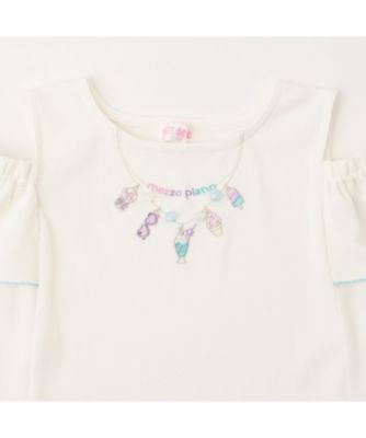 ネックレス刺しゅう 肩開き2way 半袖Tシャツ 6062206