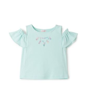 ネックレス刺しゅう 肩開き2way 半袖Tシャツ 6062206