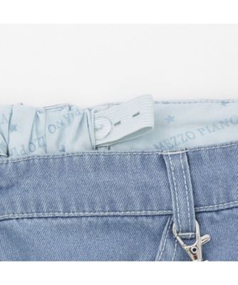 蓄光チャームつき キラキラデニム ワイドパンツ 接触冷感